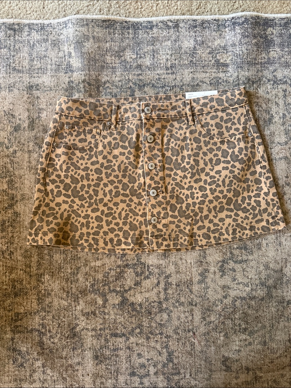 a new day Leopard Print Button-Front Mini Skort - Tan and Brown